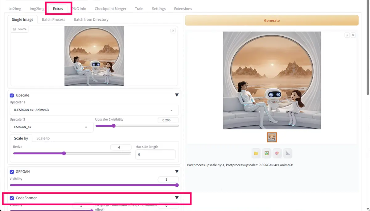 Code FormerをA1111出使用する