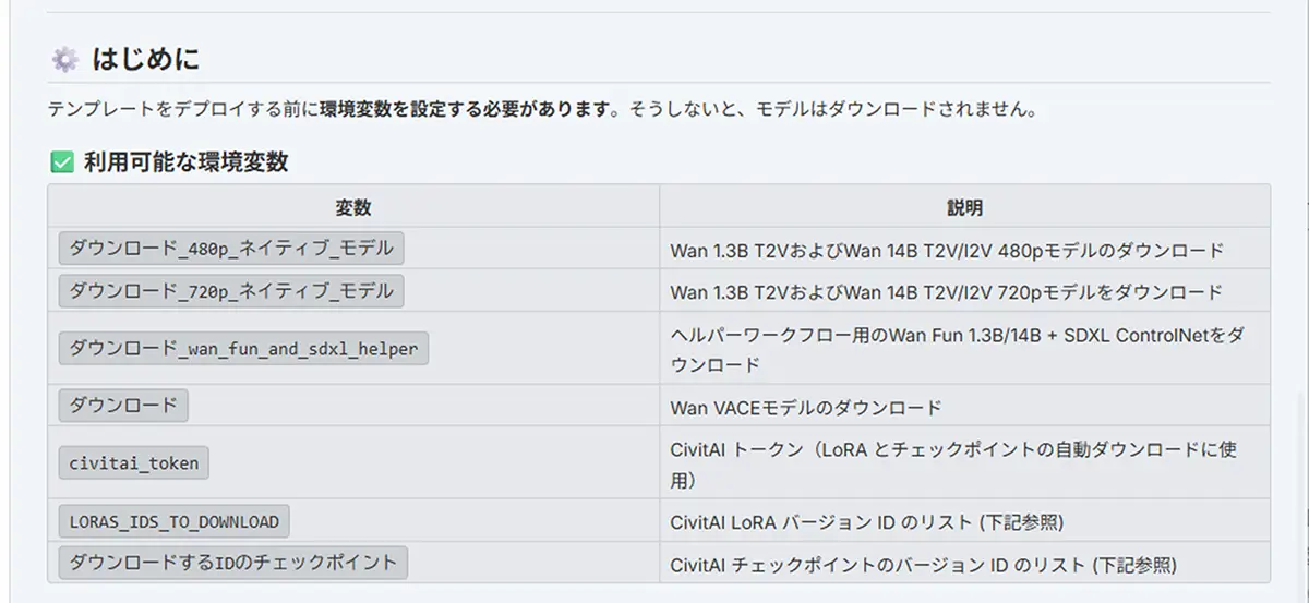 モデルのダウンロード