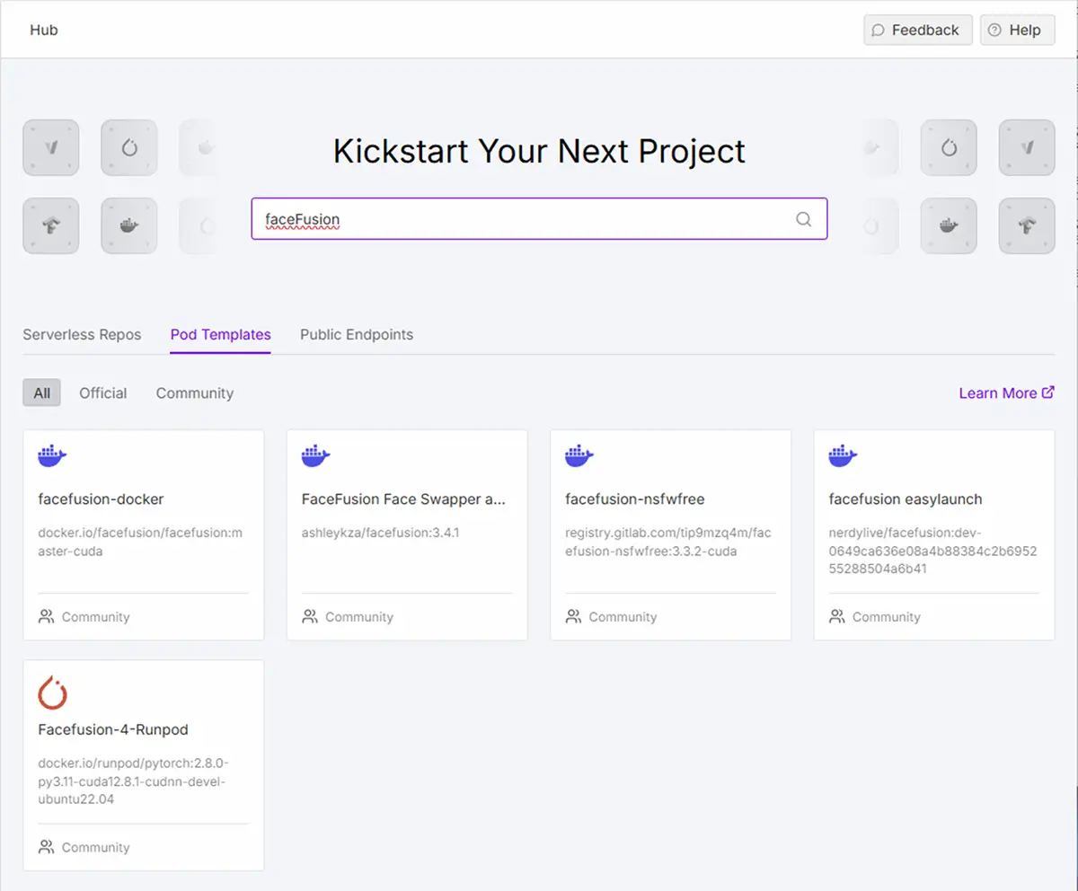 RunpodのFacefusionテンプレート