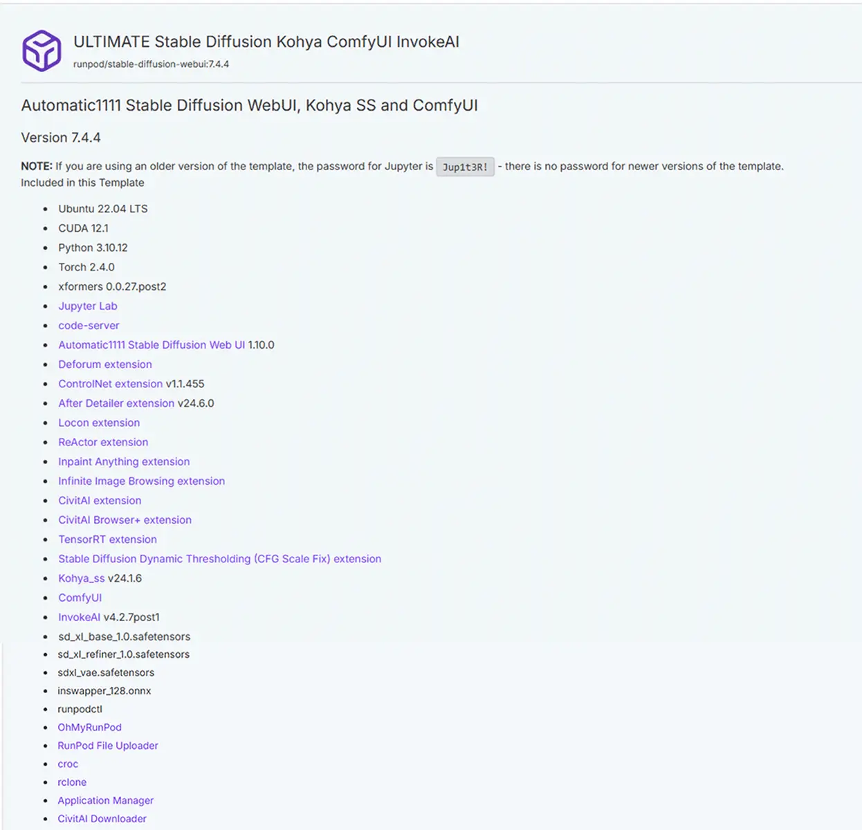 Kohya_ssとSDXLが組み込まれているTemplate