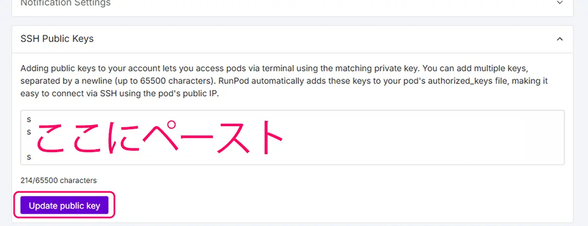RunpodのSSHキーの設定