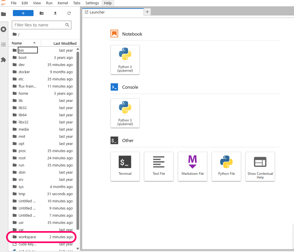 JupyterabからWorkspaceを開く