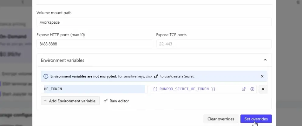 RunpodでHuggingFaceトークンを追加する