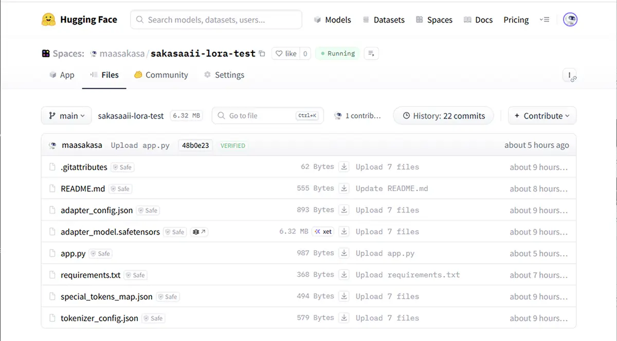 Hugging faceにファイルをアップロード